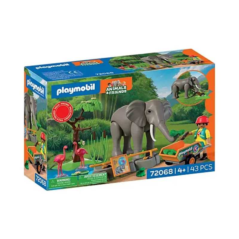 Playmobil Animals & Friends - Φροντιστής Ζωολογικού Πάρκου Με Ελέφαντα Και Φλαμίνγκο 72068