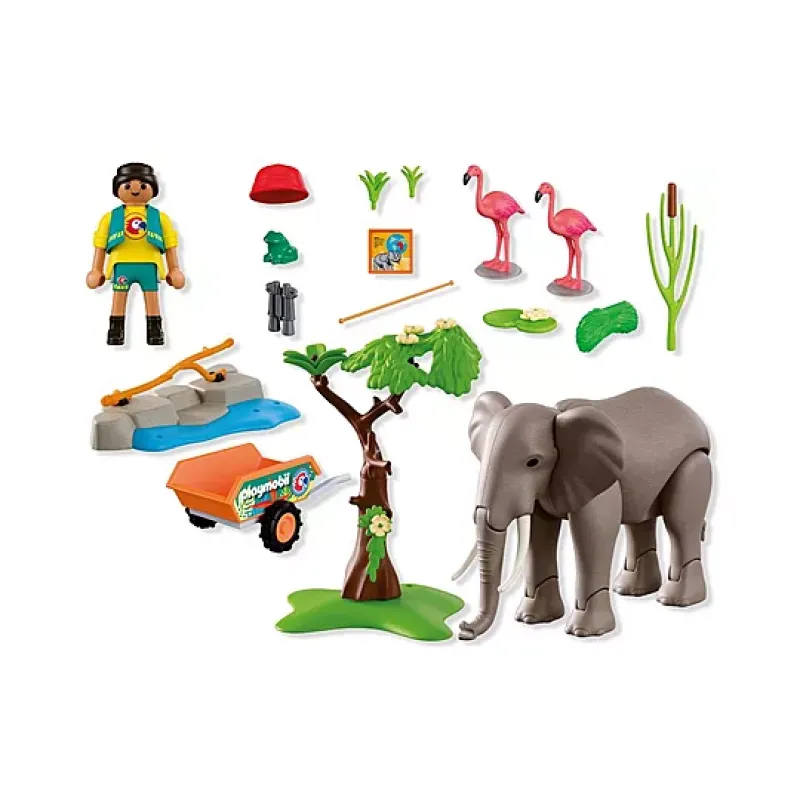 Playmobil Animals & Friends - Φροντιστής Ζωολογικού Πάρκου Με Ελέφαντα Και Φλαμίνγκο 72068
