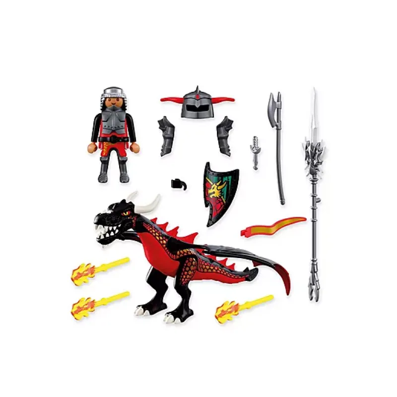 Playmobil Knights - Μαύρος Δράκος Και Ιππότης 72114