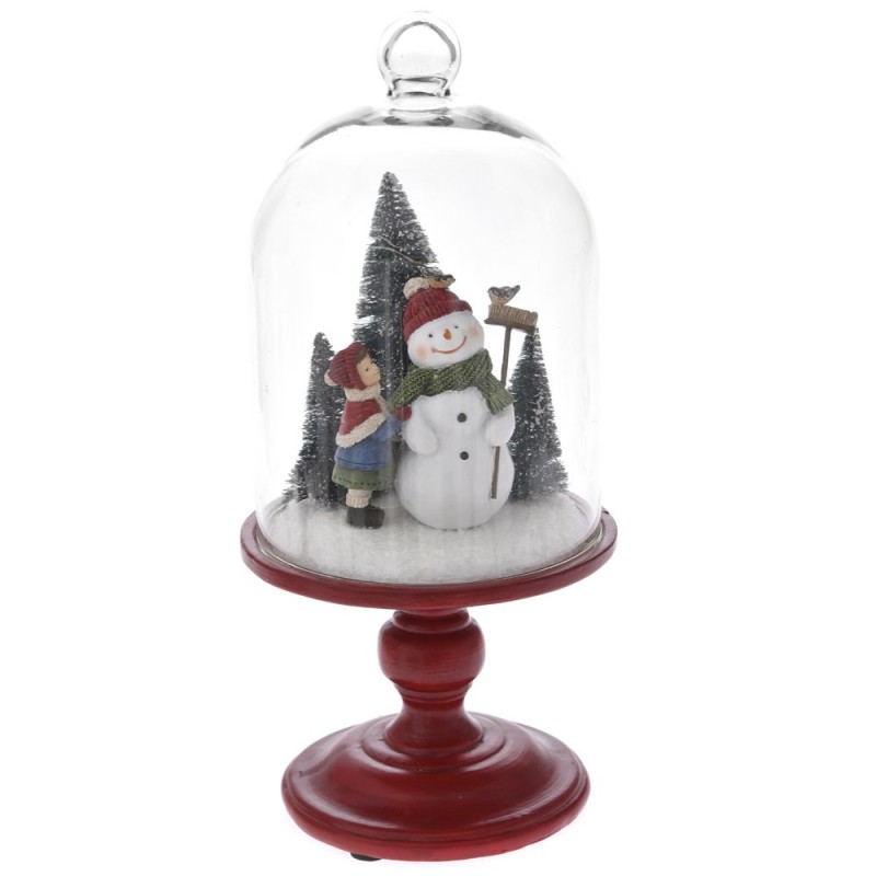 Iliadis - Χιονάνθρωπος Σε Γυάλινη Καμπάνα Και Ξύλινη Βάση, Με Φως Μπαταρίας 14x14x30εκ 76273