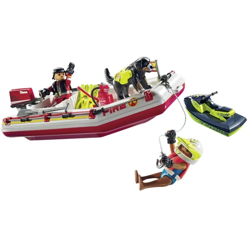 Playmobil Action Heroes - Φουσκωτό Σκάφος Πυροσβεστικής Με Θαλάσσιο Scooter 71464
