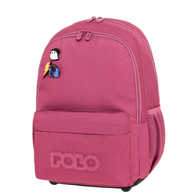 Polo - Σακίδιο Πλάτης Pins, Magenta 2026 9-01-059-4300 + Δώρο Διορθωτική Ταινία Edding