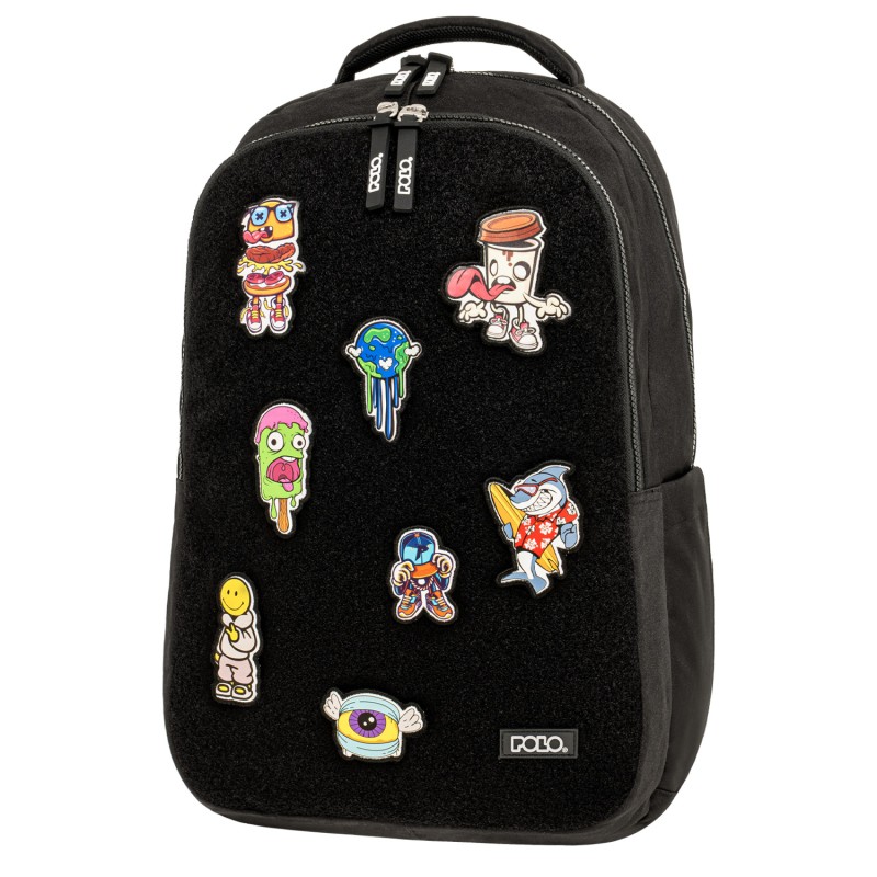 Polo - Σακίδιο Πλάτης Patches, Black 2026 9-01-079-2000 + Δώρο Διορθωτική Ταινία Edding