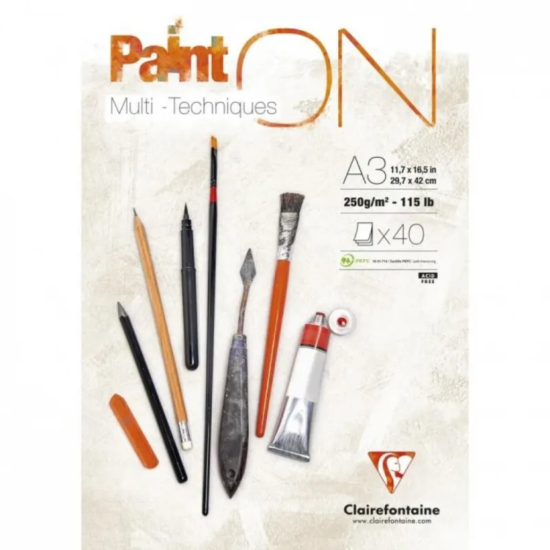 Clairefontaine - Μπλοκ Mix Media PaintON 40 φύλλων A3 (29,7x42cm) 250gr 96536C