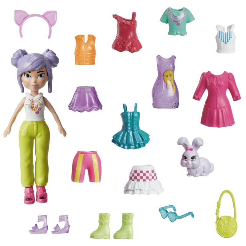 Mattel Polly Pocket - Νέα Κούκλα Με Μόδες Μεσαίο Pack, Πρωινή Βόλτα HKV94 (HKV88)