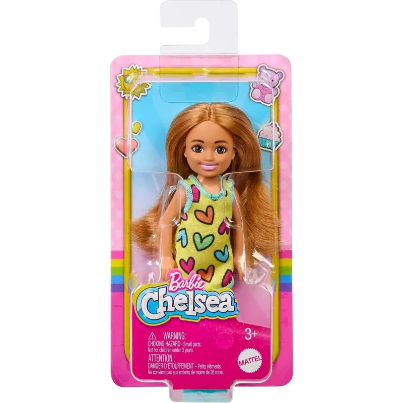 Mattel Barbie - Barbie Chelsea Celsi And Friends , Που Φοράει Αφαιρούμενο Φόρεμα Με Στάμπα Καρδιάς Και Παπούτσια Ξανθιά Αλογοουρά Μπλε Μάτια HNY57 (DWJ33)