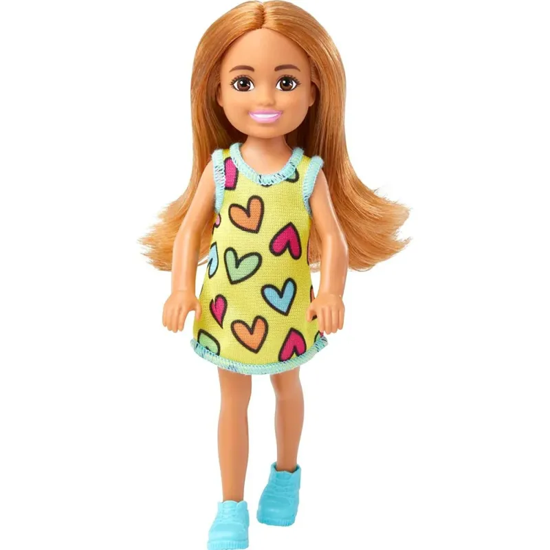 Mattel Barbie - Barbie Chelsea Celsi And Friends , Που Φοράει Αφαιρούμενο Φόρεμα Με Στάμπα Καρδιάς Και Παπούτσια Ξανθιά Αλογοουρά Μπλε Μάτια HNY57 (DWJ33)