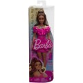 Mattel Barbie - Fashionistas Doll No.217 With Brown Wavy Hair Half-Up Half-Down & Pink Dress, 65th Anniversary Collectible HRH15 (FBR37)