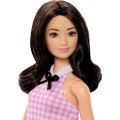 Mattel Barbie - No.224 With Black Wavy Hair, Pink Gingham Dress & Accessories HRH21 (DWK44)