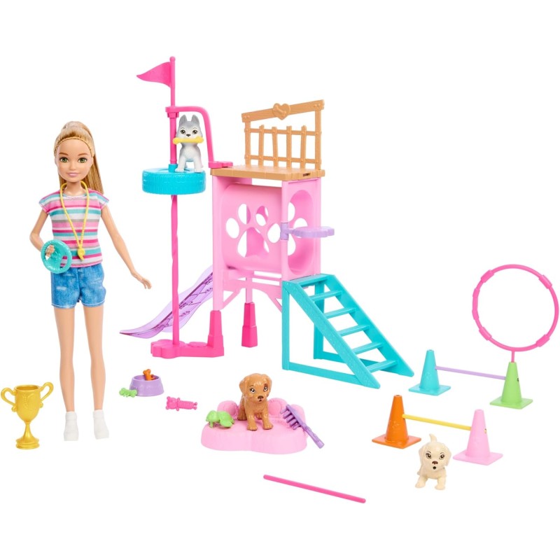 Mattel Barbie - Barbie and Stacie to the Rescue Puppy Playground Playset with Doll HRM10