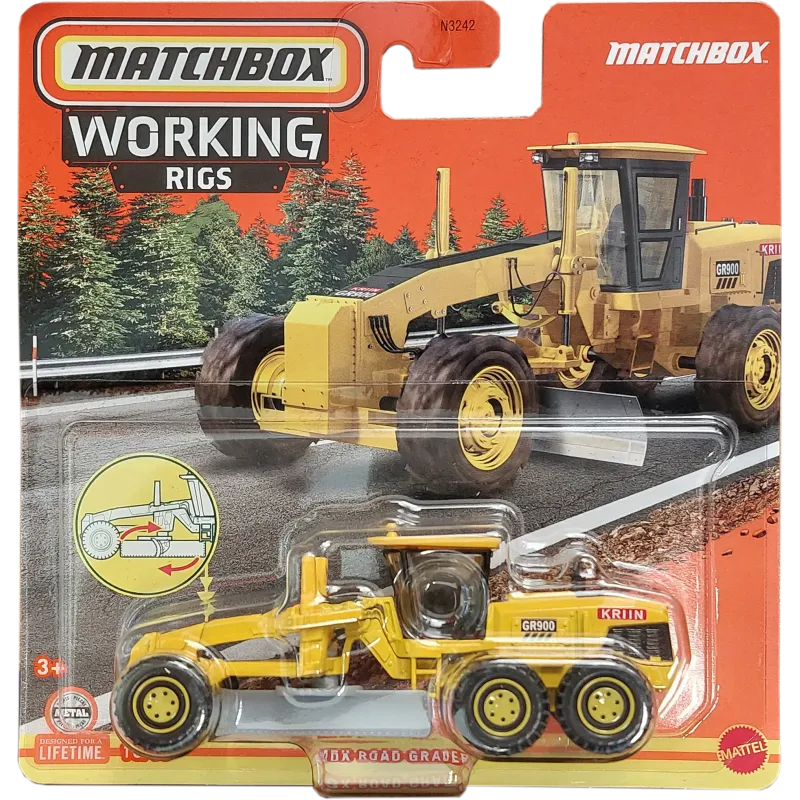 Mattel Matchbox - Working Rigs, MBX Road Grader™ (10/16) HVV15 (N3242)