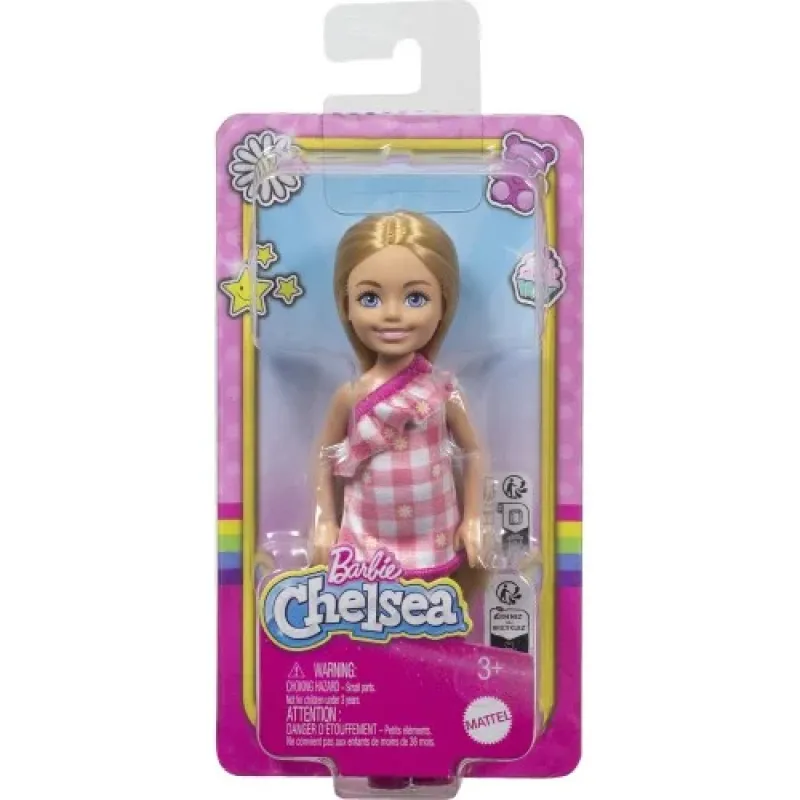 Mattel Barbie - Barbie Chelsea Celsi And Friends , Κούκλα Καρώ Ροζ Φόρεμα HXM95 (DWJ33)