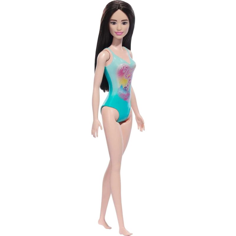 Mattel Barbie - Black Hair Doll Wearing Tropical Blue Swimsuit HXX51 (DWJ99)