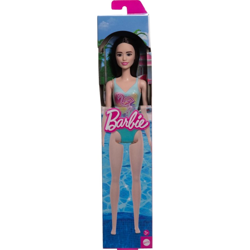 Mattel Barbie - Black Hair Doll Wearing Tropical Blue Swimsuit HXX51 (DWJ99)