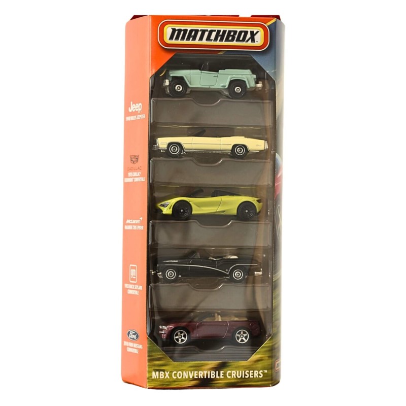 Mattel Matchbox - Αυτοκινητάκια Σετ Των 5, MBX Convertible Cruisers JBX30 (C1817)