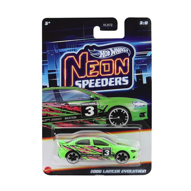 Mattel Hot Wheels - Αυτοκινητάκι Neon Speeders, 2008 Lancer Evolution (3/8) JCB02 (HLH72)