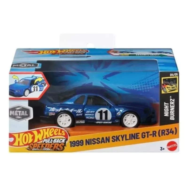 Mattel Hot Wheels - Pull-Back Speeders, Night Burnerz, 1999 Nissan Skyline GT-R (R34) (4/5) JCM01 (HPR70/HPT04)