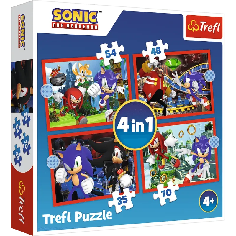 Trefl - Puzzle 4 in 1, The Adventures Of Sonic 35/48/54/70 Pcs 34625