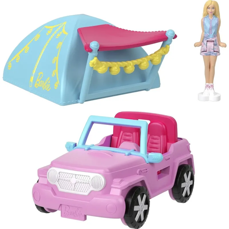 Mattel Barbie - Mini BarbieLand - Κούκλα Και Όχημα - Jeep And Tent HYF43  (HYF38)