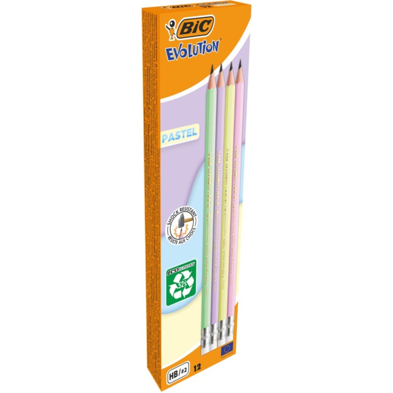 Bic - Μολύβι Evolution Pastel HB Με Γόμα (Διάφορα Χρώματα) 374493