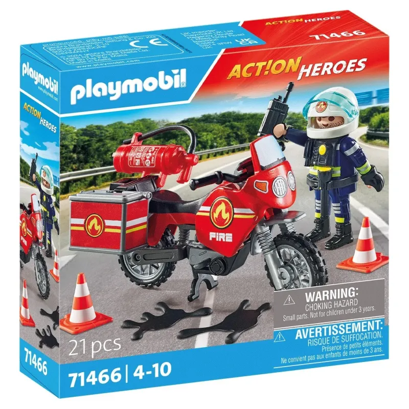 Playmobil Action Heroes - Πυροσβέστης Με Μοτοσικλέτα 71466