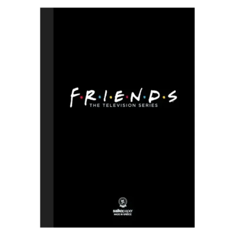 Salko Paper - Τετράδιο Κολλητό Friends, 21x29 cm, 64 Φύλλα Ριγέ, Μαύρο 5017