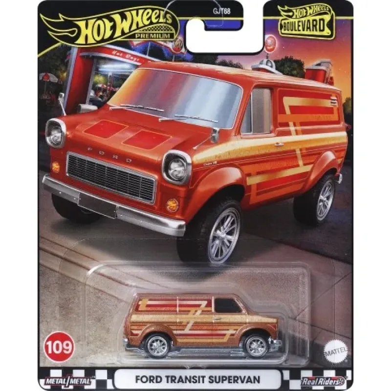 Mattel Hot Wheels - Αυτοκινητάκι Premium Boulevard, Ford Transit Super Van No109 HRT76 (GJT68)