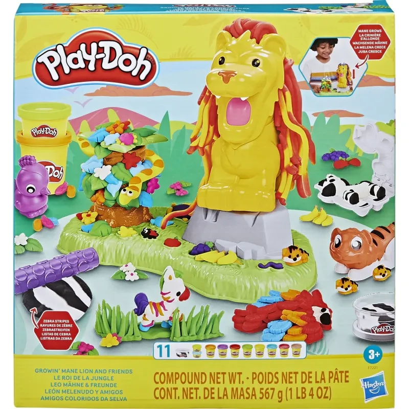 Hasbro Play Doh - Growin Mane Lion & Friends με 11 Βαζάκια Πλαστελίνη F7221