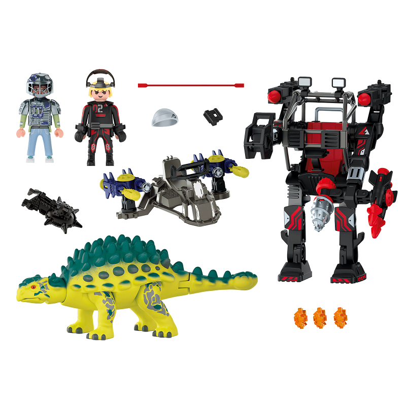 Playmobil Dino Rise - Saichania, Αγκυλόσαυρος Με Μαχητή Εναντίον Ρομπότ 70626