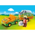 Playmobil 1.2.3 - Όχημα Ζωολογικού Κήπου Με Ρινόκερο 70182