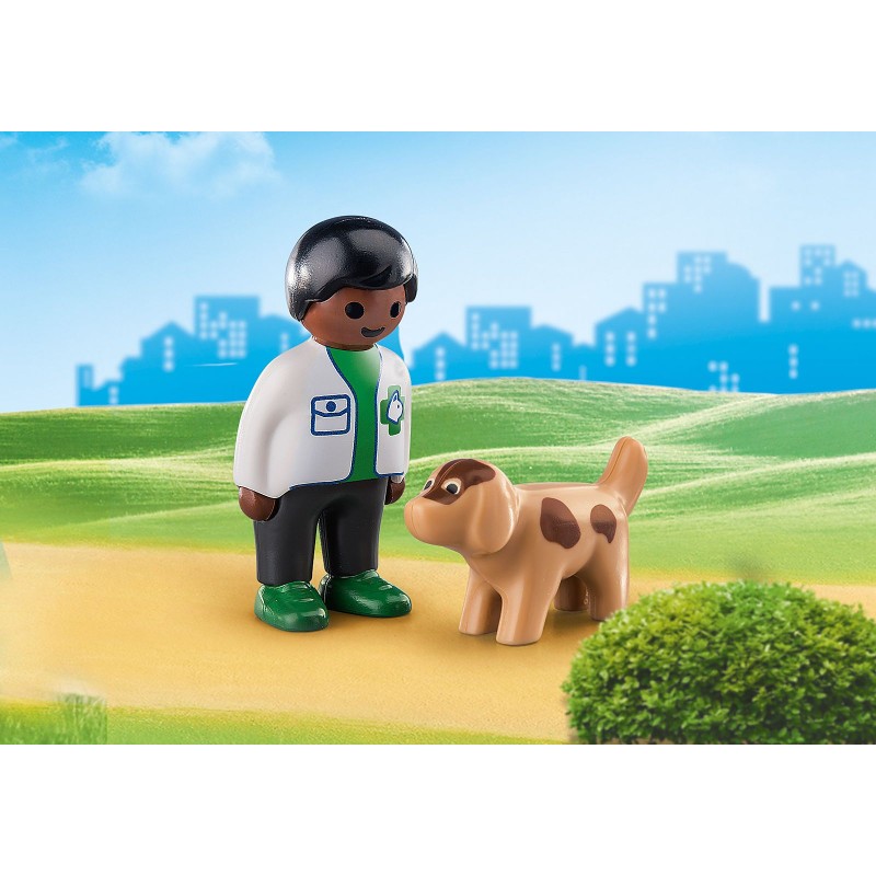 Playmobil 1.2.3 - Κτηνίατρος Με Σκυλάκι 70407