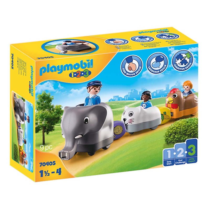 Playmobil 1.2.3 - Τρενάκι Με Βαγόνια-Ζωάκια 70405