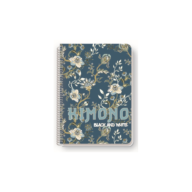 Meg Black & White - Τετράδιο Kimono B5, 3 Θέματα Γαλάζιο 105 Φύλλα 0523
