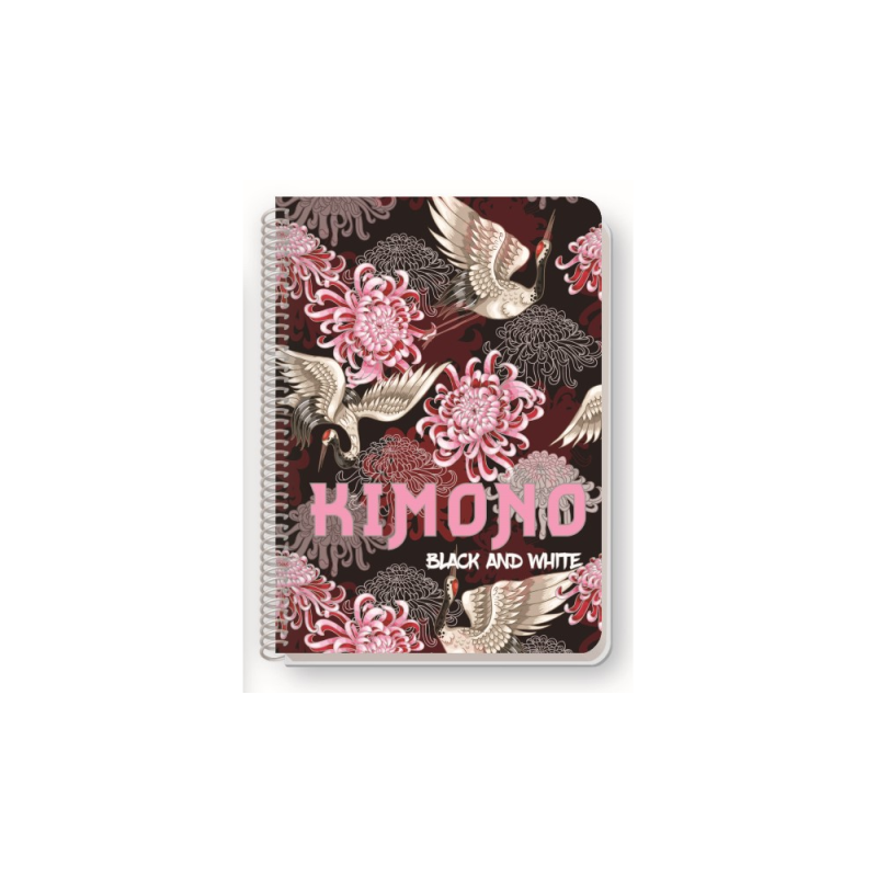 Meg Black & White - Τετράδιο Kimono B5, 4 Θέματα Ροζ 140 Φύλλα 0530