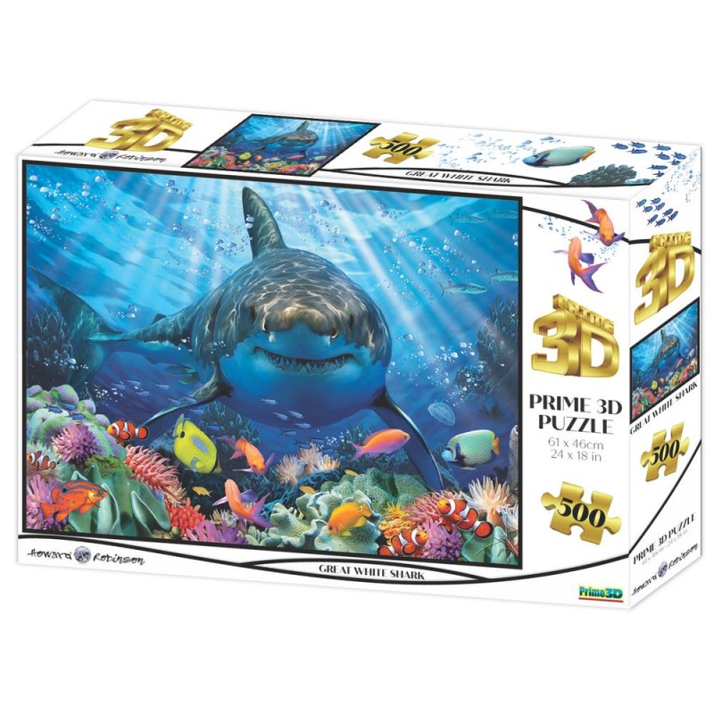 Prime 3D - 3D Puzzle, Great White Shark 500 Pcs 10365