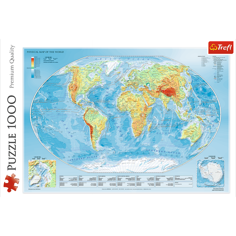Trefl - Puzzle Physical Map Of The World 1000 Pcs 10463