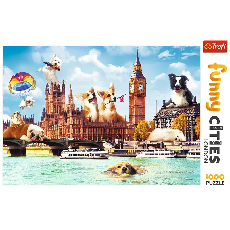 Trefl - Puzzle Funny Cities, Dogs In London 1000 Pcs 10596