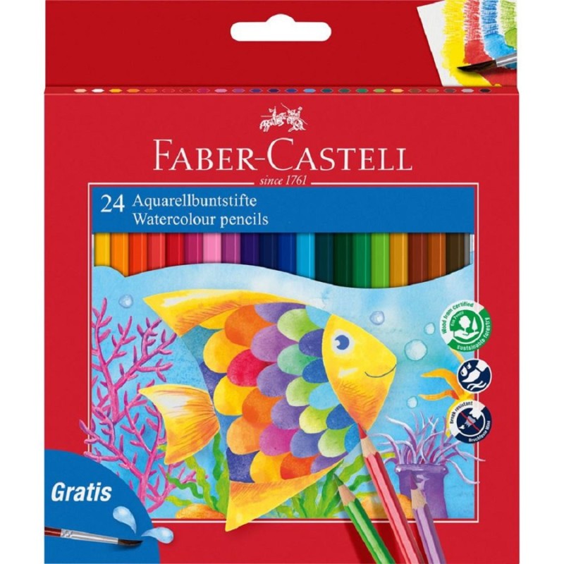 Faber Castell - Ξυλομπογιές Ακουαρέλας Με Πινέλο 24 Τμχ 114425