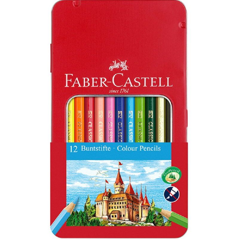 Faber Castell - Ξυλομπογιές Σε Κασετίνα Μεταλλική 12 Τμχ 115801