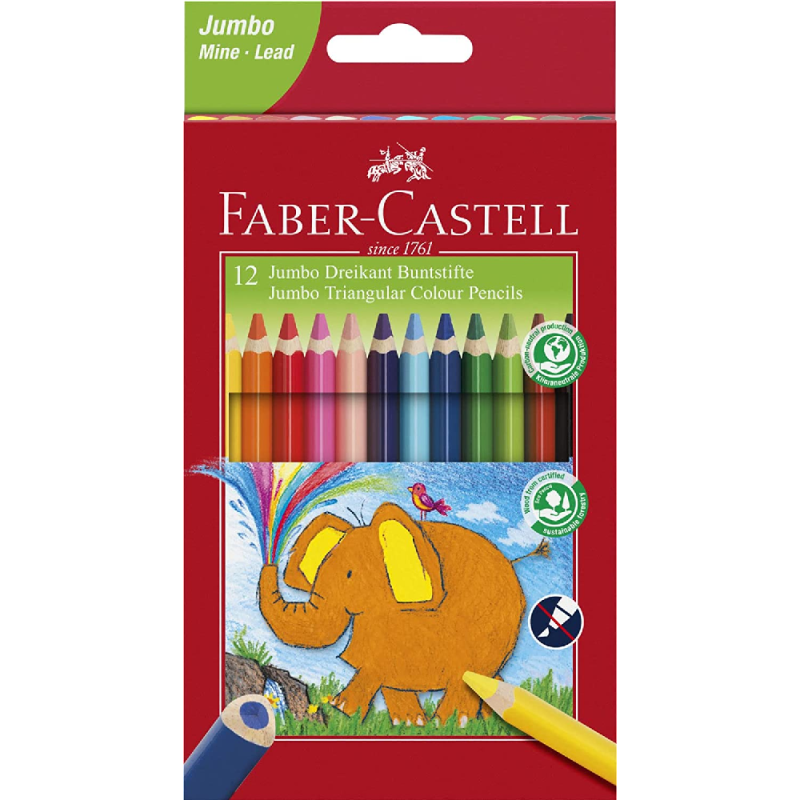 Faber Castell - Ξυλομπογιές Extra Jumbo 12 Τμχ 116501