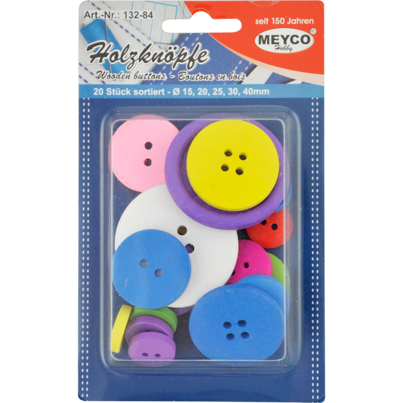Meyco - Ξύλινα Κουμπιά, Χρωματιστά Σετ 20 Τεμαχίων 132-84