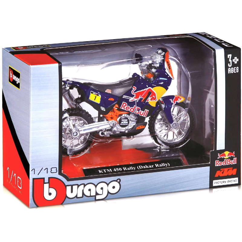 Bburago Moto - 1/18 Cycle, KTM 450 Rally (Dakar Rally) ‎18-51071 (18-51070)