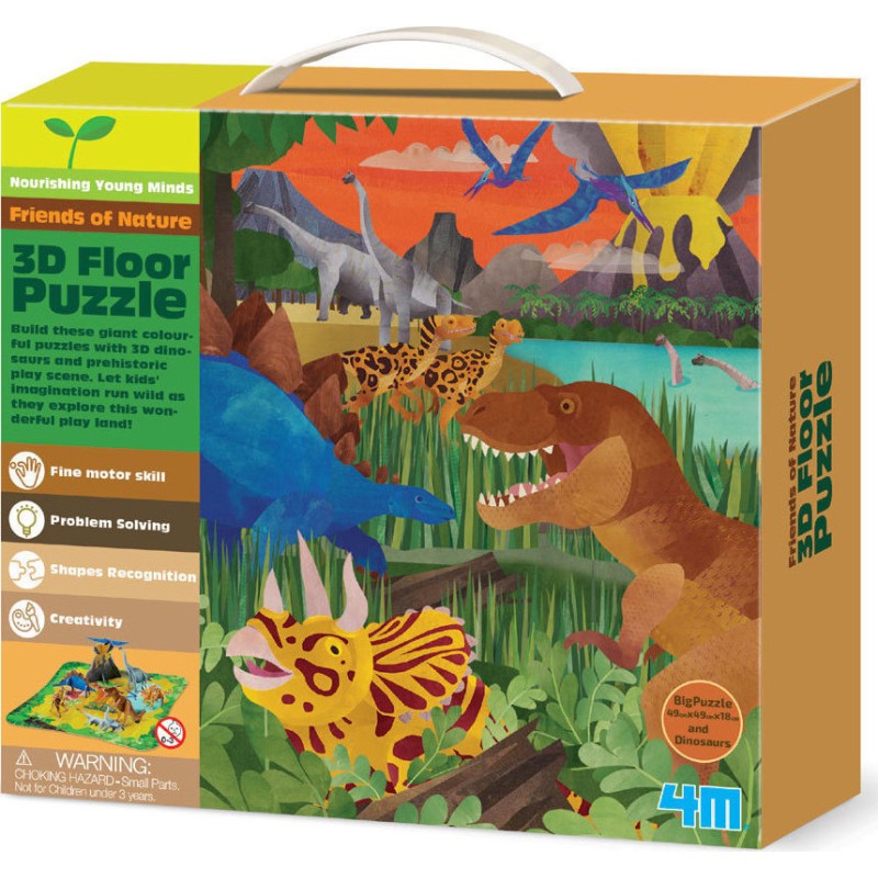 4Μ - Puzzle Δαπέδου - Δεινόσαυροι 3D 9 Pcs 49×49 εκ 00-04668