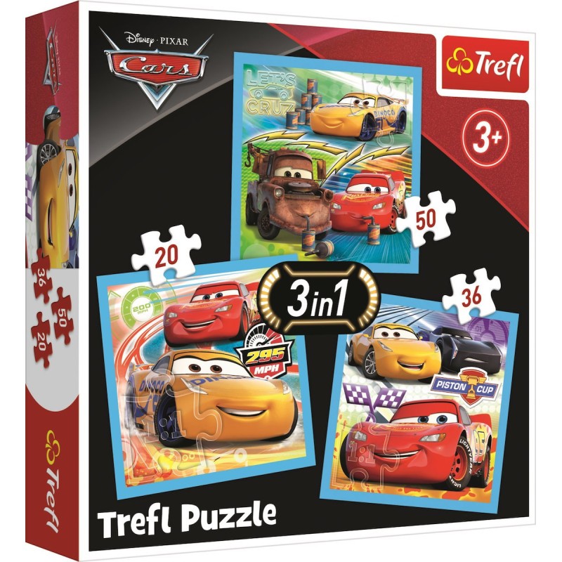 Trefl - Puzzle 3 in 1 Cars 20/36/50 Pcs 34848