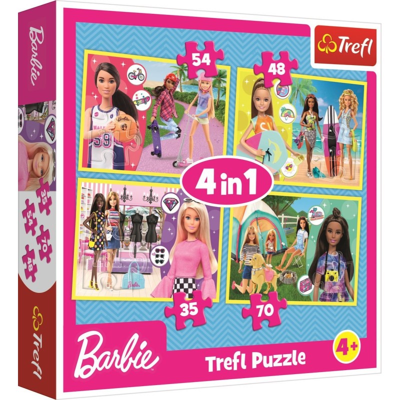 Trefl Puzzle 35/48/54/70 Pcs 4 in 1 In the Barbie world 34333