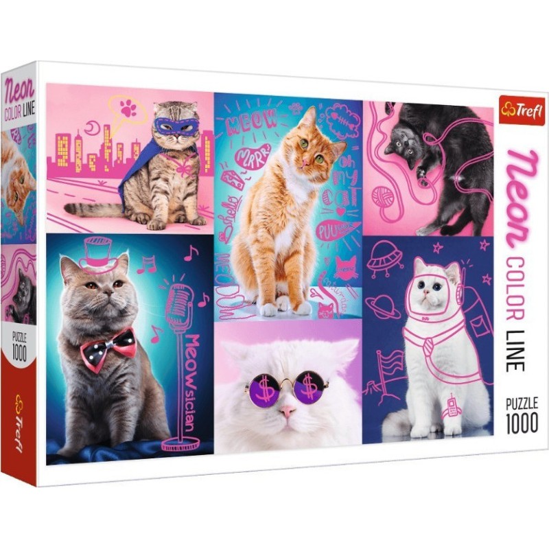 Trefl Puzzle 1000 Pcs Neon Color Super Cats 10581