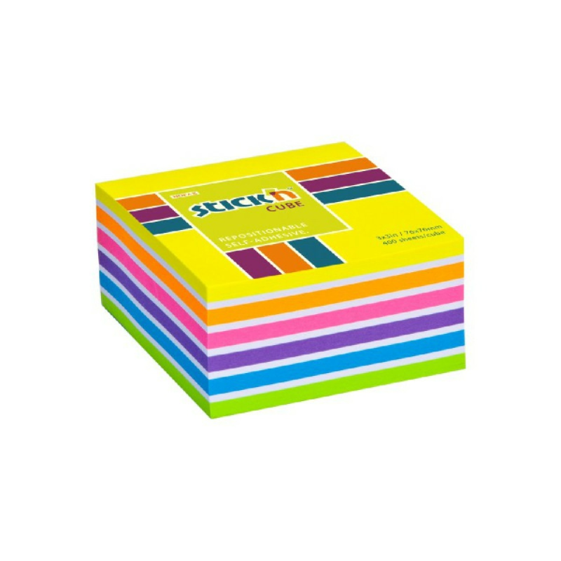 Stick'N - Αυτοκόλλητα Χαρτάκια Ουράνιο Τόξο Neon Pastel 76x76mm 400 Φύλλα 21539