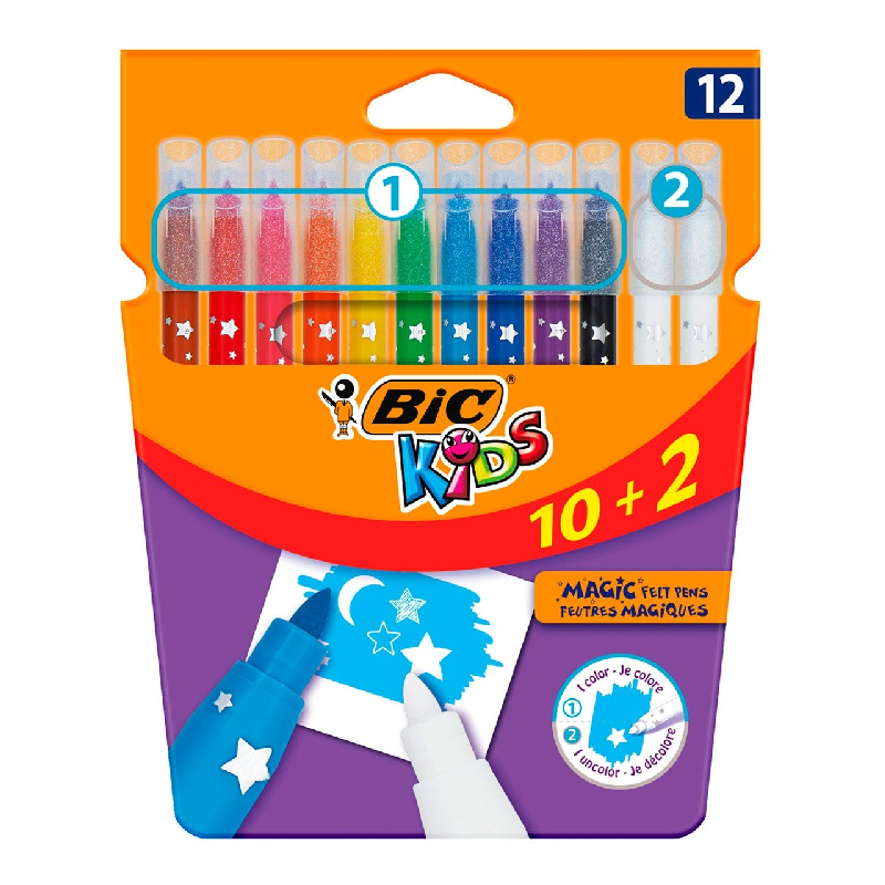 Bic - Μαρκαδόροι Kids Color Erase Magic Pens 10 + 2 Τμχ 317408