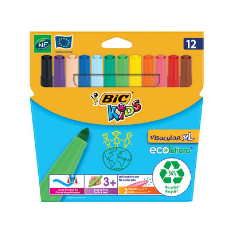 Bic - Μαρκαδόροι Kids Ecolutions Visacolor XL 12 Τμχ 324925