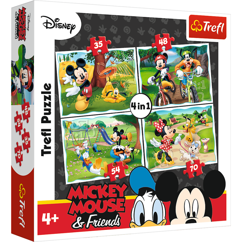 Trefl - Puzzle 4 in 1 Mickey Mouse, Playing in the Park  35/48/54/70 Pcs 34261